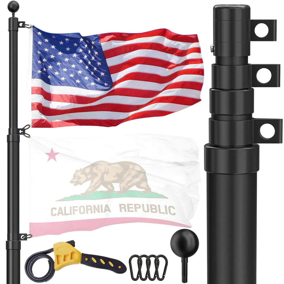 FFILY 20ft flag pole ready for outdoor yard display with sturdy aluminum construction.