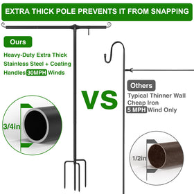 FFILY heavy-duty 3/4 inch pole supports larger flags securely.