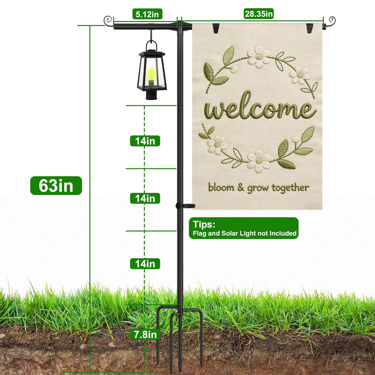 FFILY shepherd-hook design ideal for flags, feeders, or wind chimes.