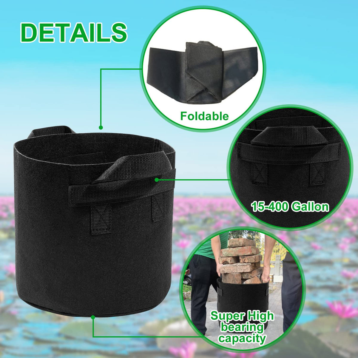FFNIU plant pots featuring generous bottom diameter and height for root space.