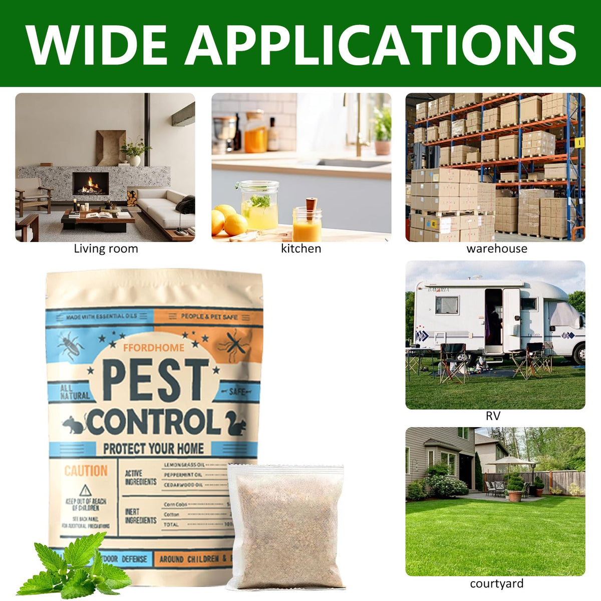 FfordHome pest-control pouches cover up to 100 square feet per unit.