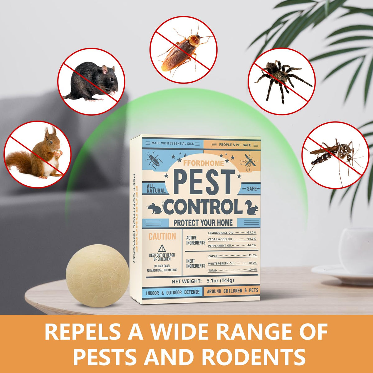 FfordHome Pest Repellent Balls for indoor use deter spiders and insects.