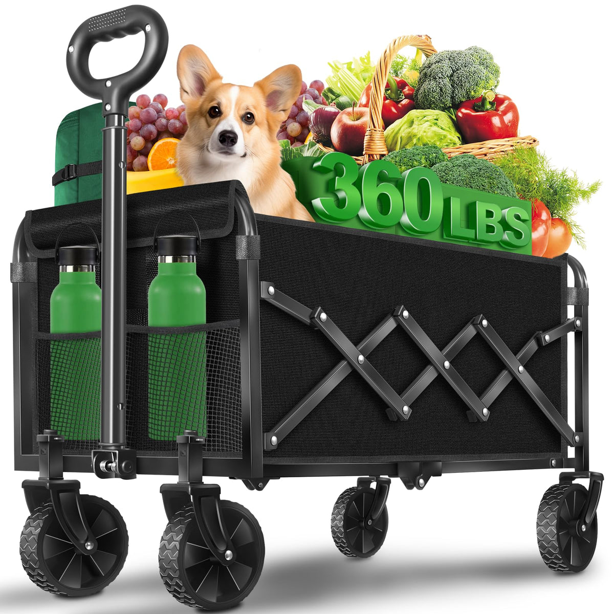 FFQ collapsible wagon closed for compact storage and transport.