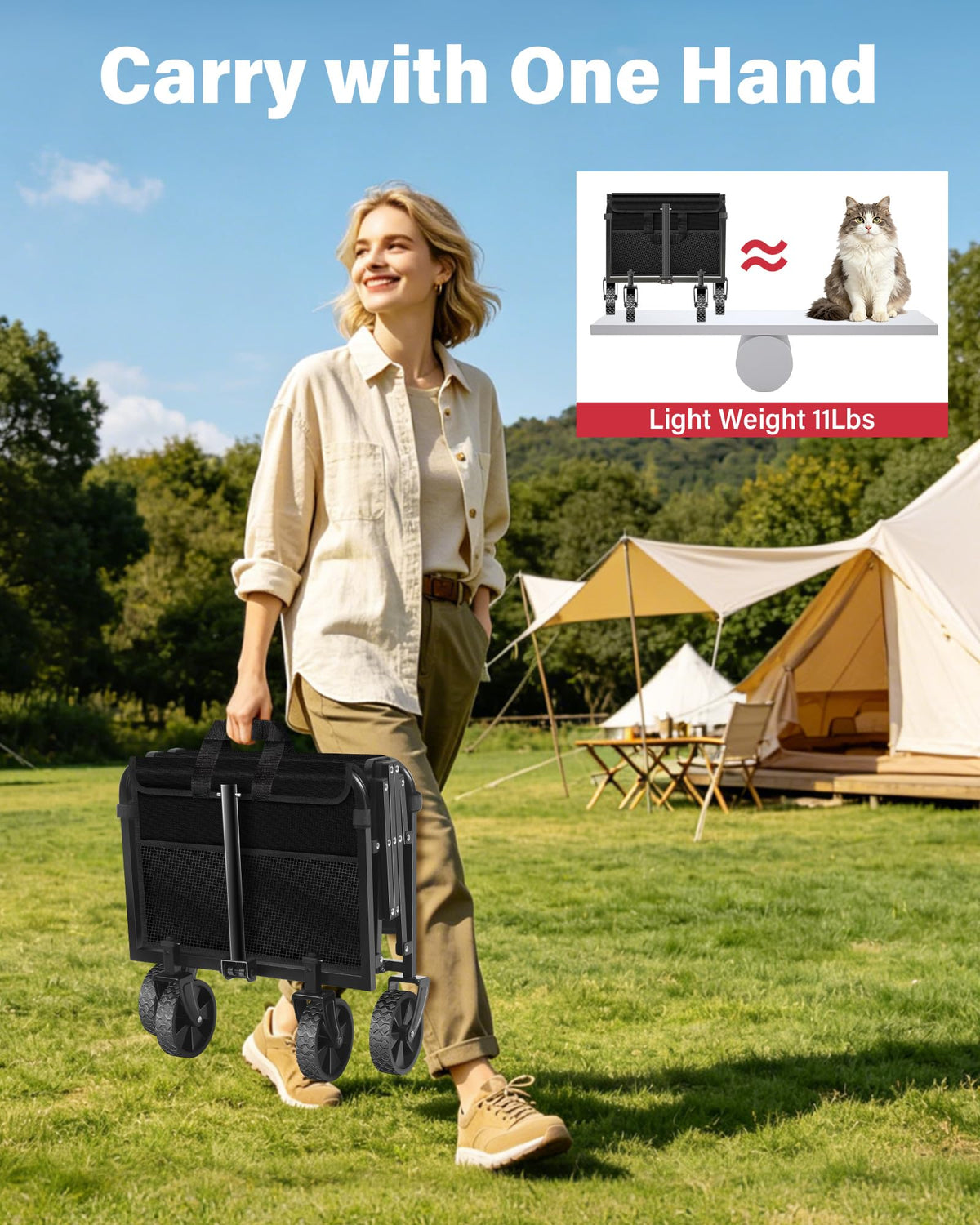 FFQ Folding Wagon compact size fits in car trunks and small spaces