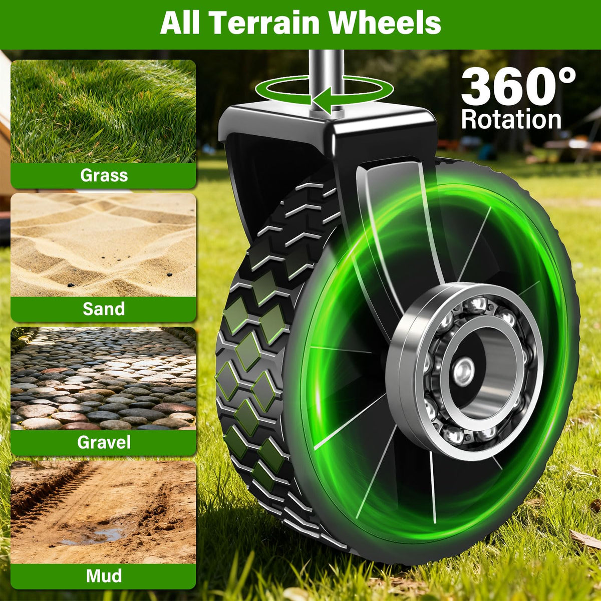 FFQ folding wagon load capacity 360 lbs for heavy gear
