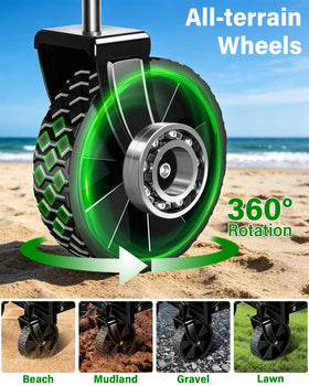 FFQ folding wagon with wheels demonstrates easy mobility.