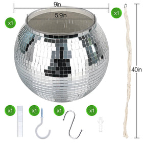 FGBNM disco ball planter kit includes rope and hooks for easy hanging.