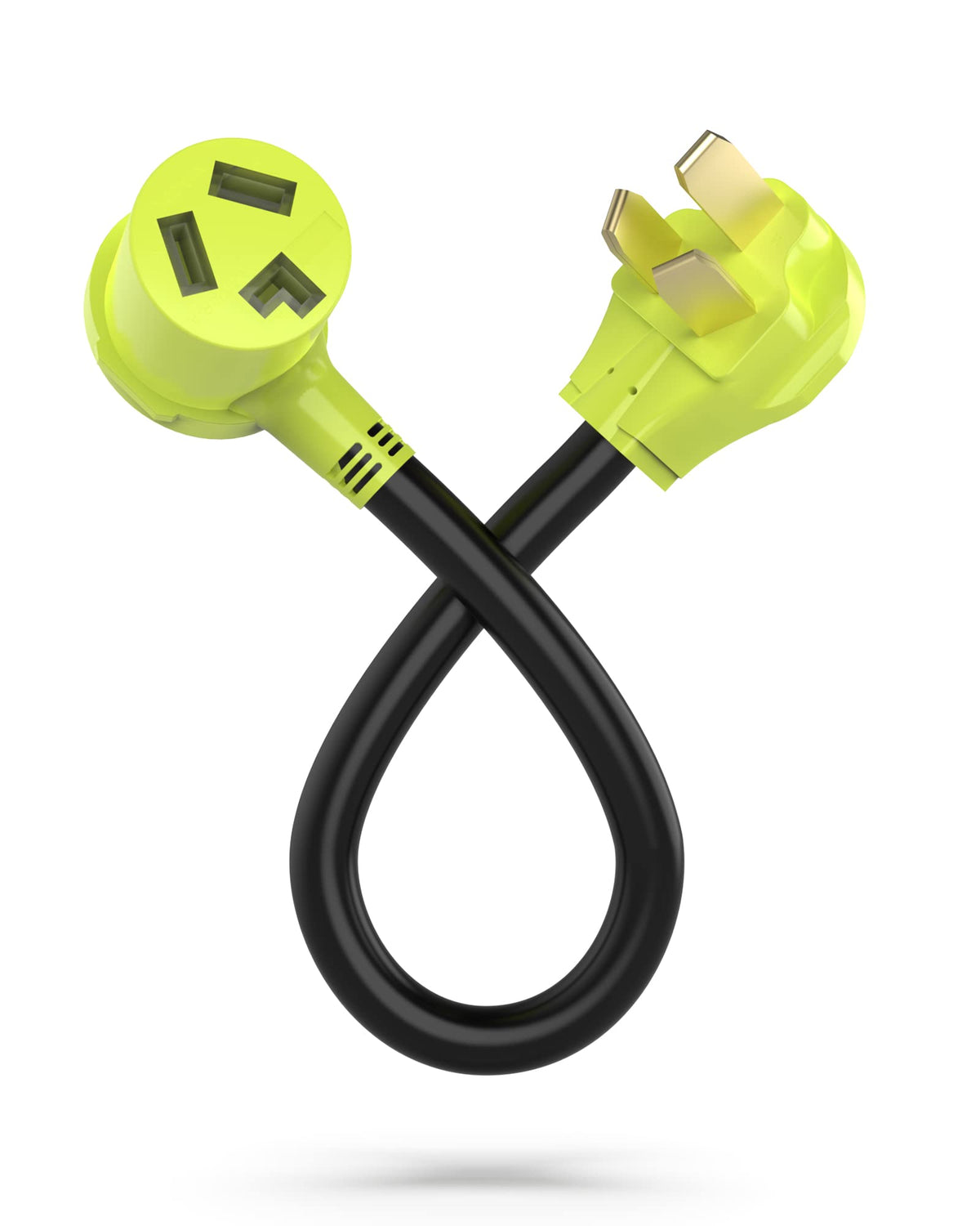 FGIEU dryer adapter with 50A 10-50P male plug for secure RV connections.