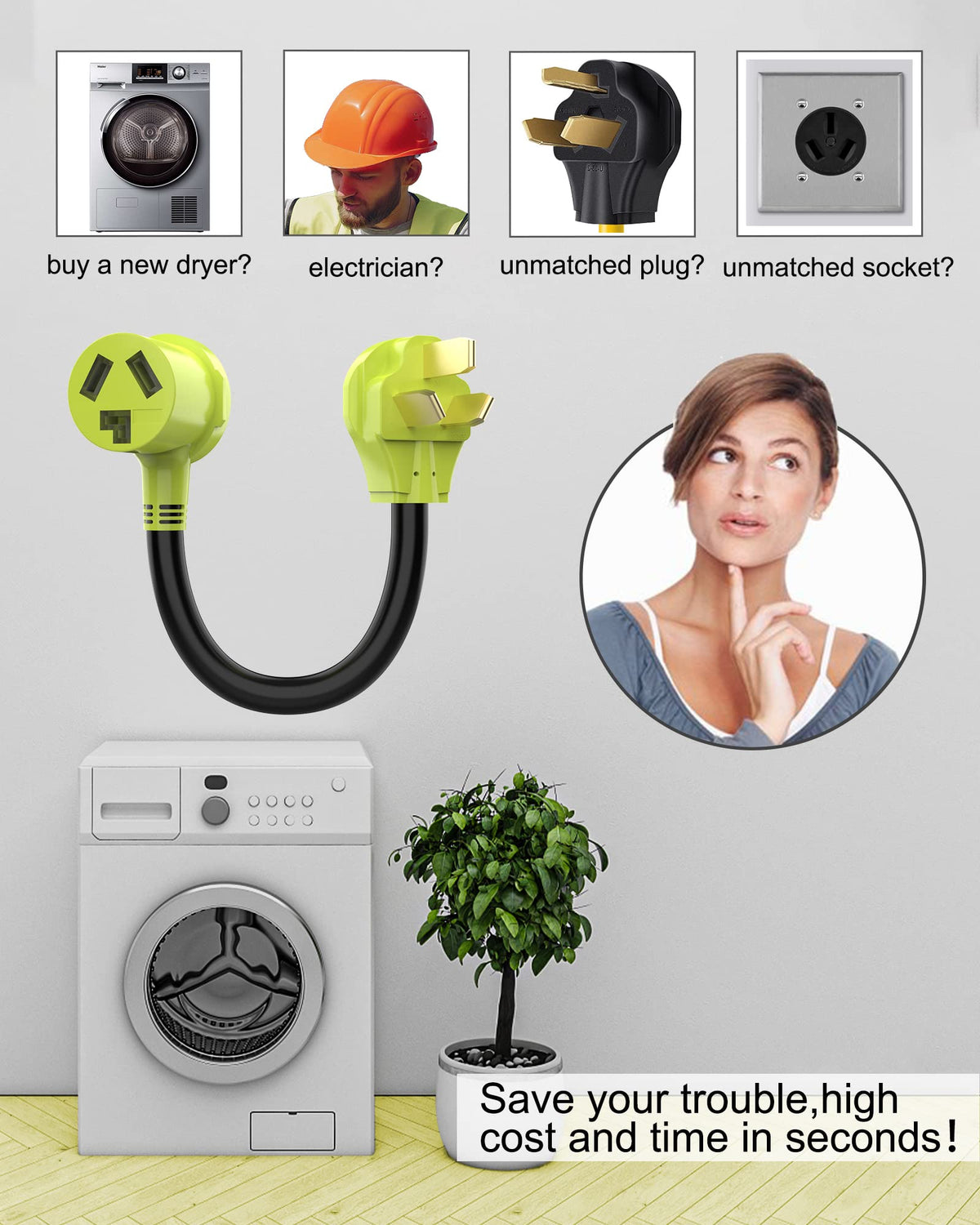 FGIEU rugged dryer adapter with secure grooved grip for steady connections.