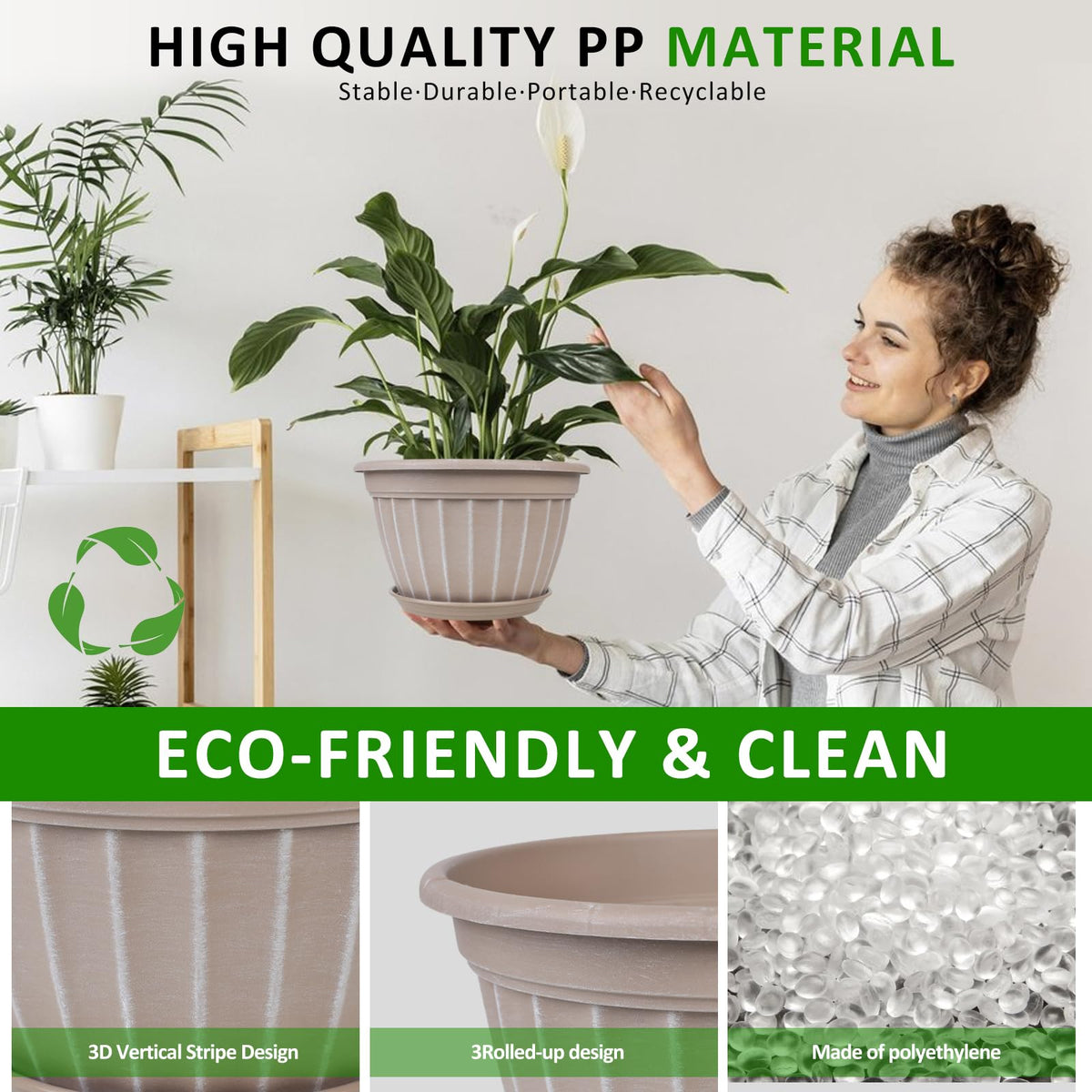 FGstyle 8-inch plant pots with saucers help protect surfaces from spills