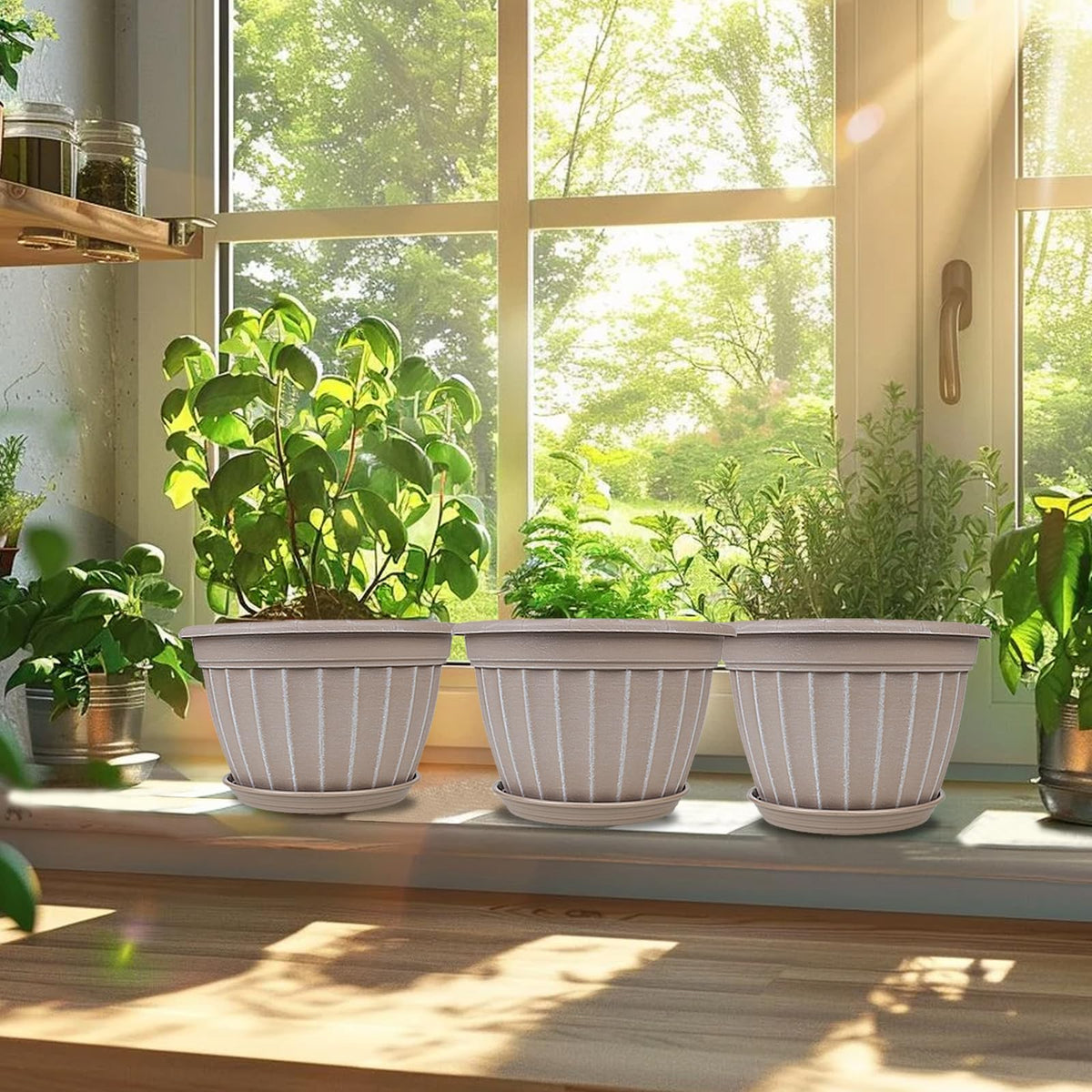 FGstyle beige planters enhance home decor while supporting a variety of houseplants