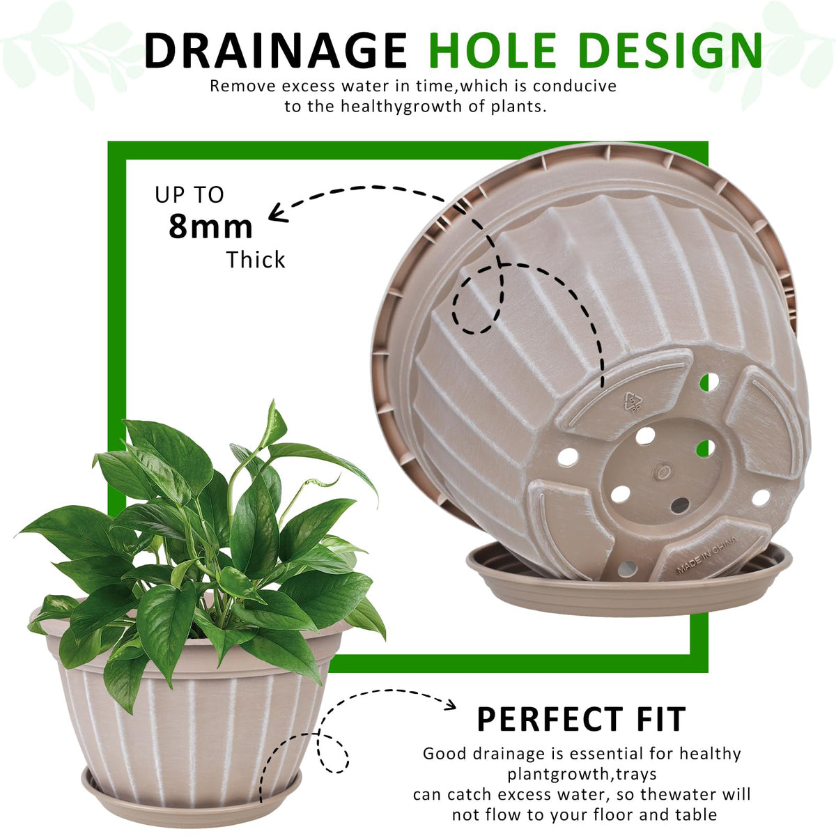 FGstyle beige decorative resin garden pots suited for patio or living room