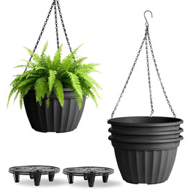 FGstyle Hanging Planters 10inch 4-pack for stylish indoor greenery and space-saving decor.