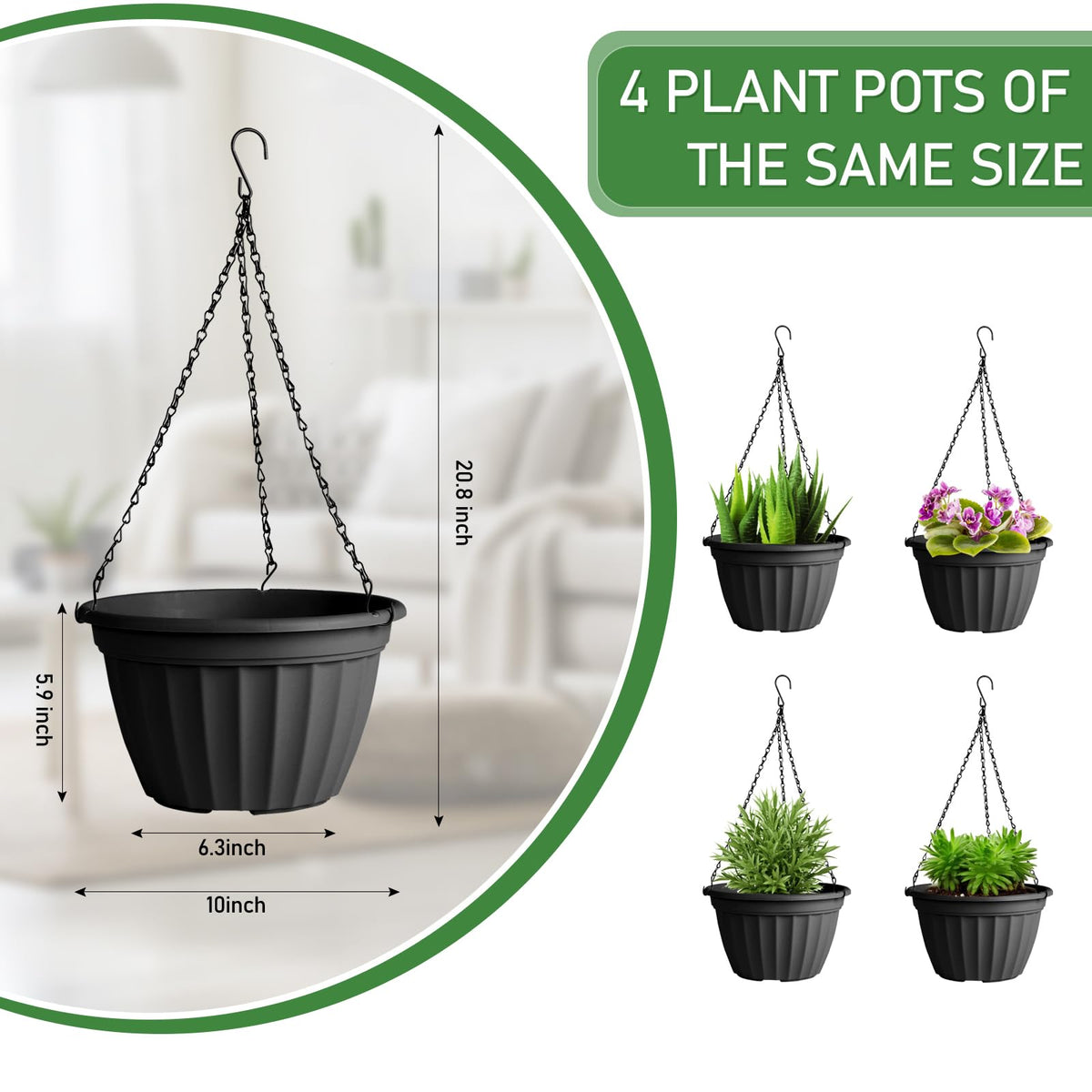 FGstyle Hanging Planters indoors and outdoors for versatile balcony or patio greenery.