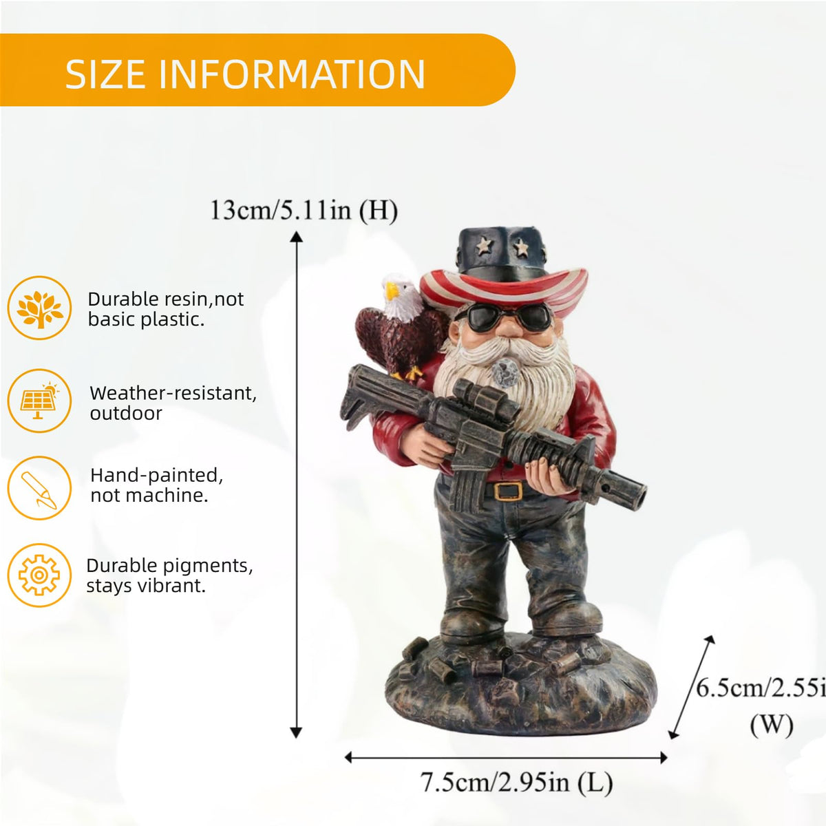 FHNQRQN military gnome on desk adds bold, collectible charm.