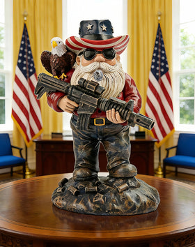 FHNQRQN patriotic gnome on porch, durable resin with vibrant colors.