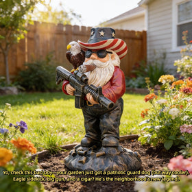 FHNQRQN veteran gift gnome ideal for desk or shelf display.