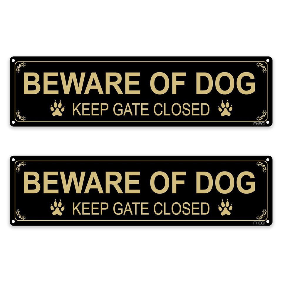 FHEGI Beware of Dog sign 12x3 aluminum for gates and fences.