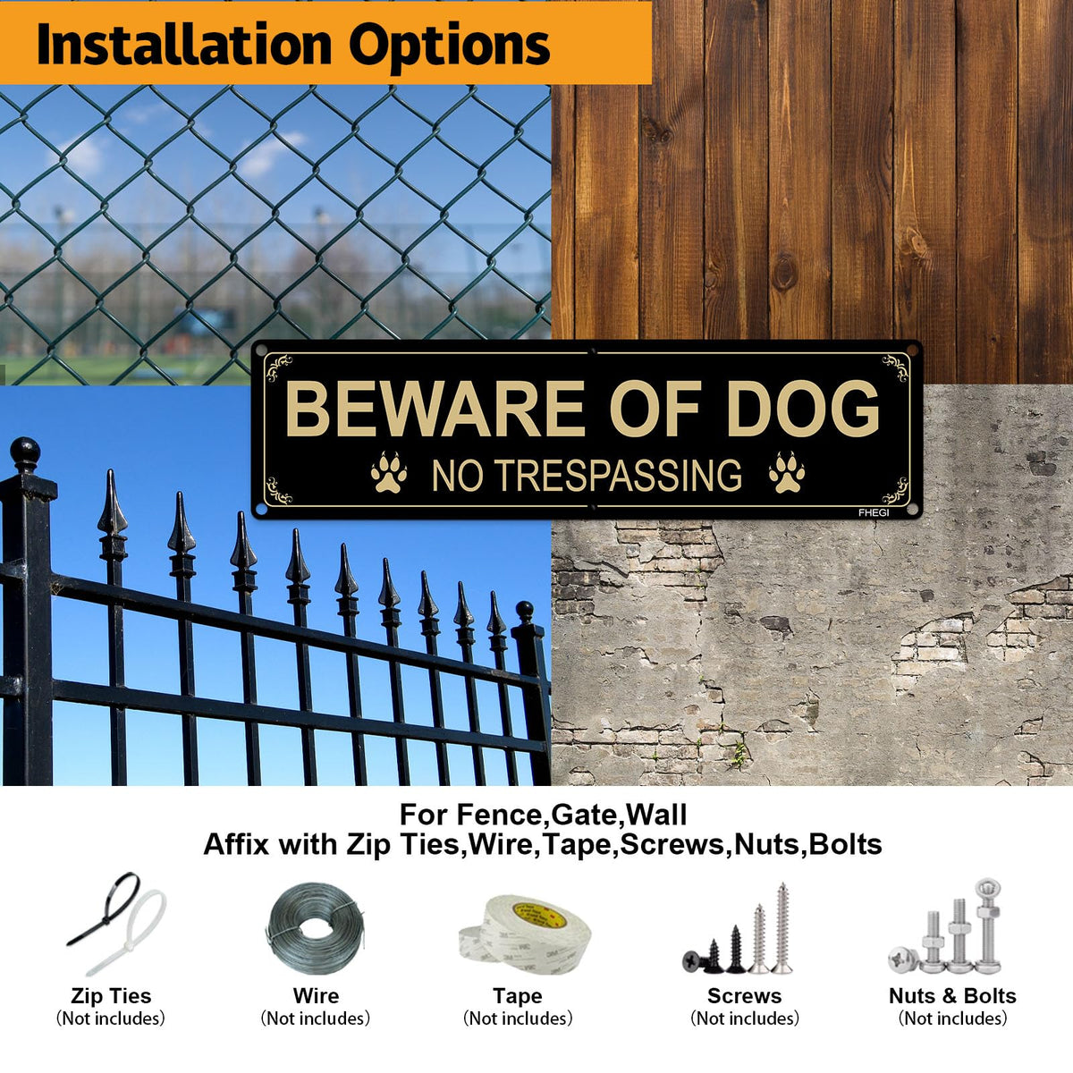 FHEGI Two-sign pack for versatile placement on yard, door, or fence.