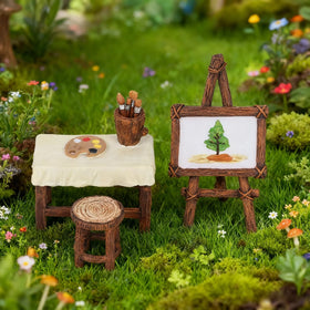 FHNQRQN Fairy Garden Art Studio Set with hand-painted details for outdoor display