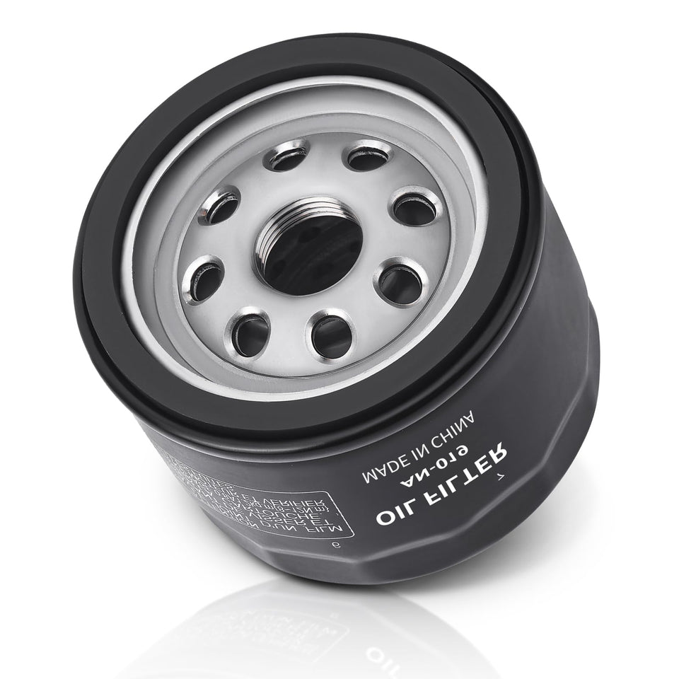 FHSJXR oil filter closeup showing durable can for mower engine filtration