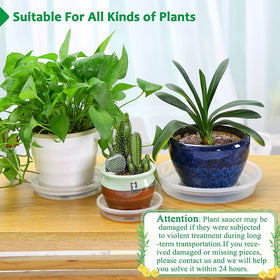 FHWTY 8-pack 5-inch clear plant saucer, outdoor use, resists weather.