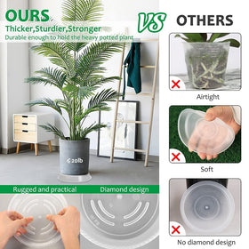 FHWTY 8-pack 5-inch clear plant saucer, under-pot view, keeps surfaces clean.
