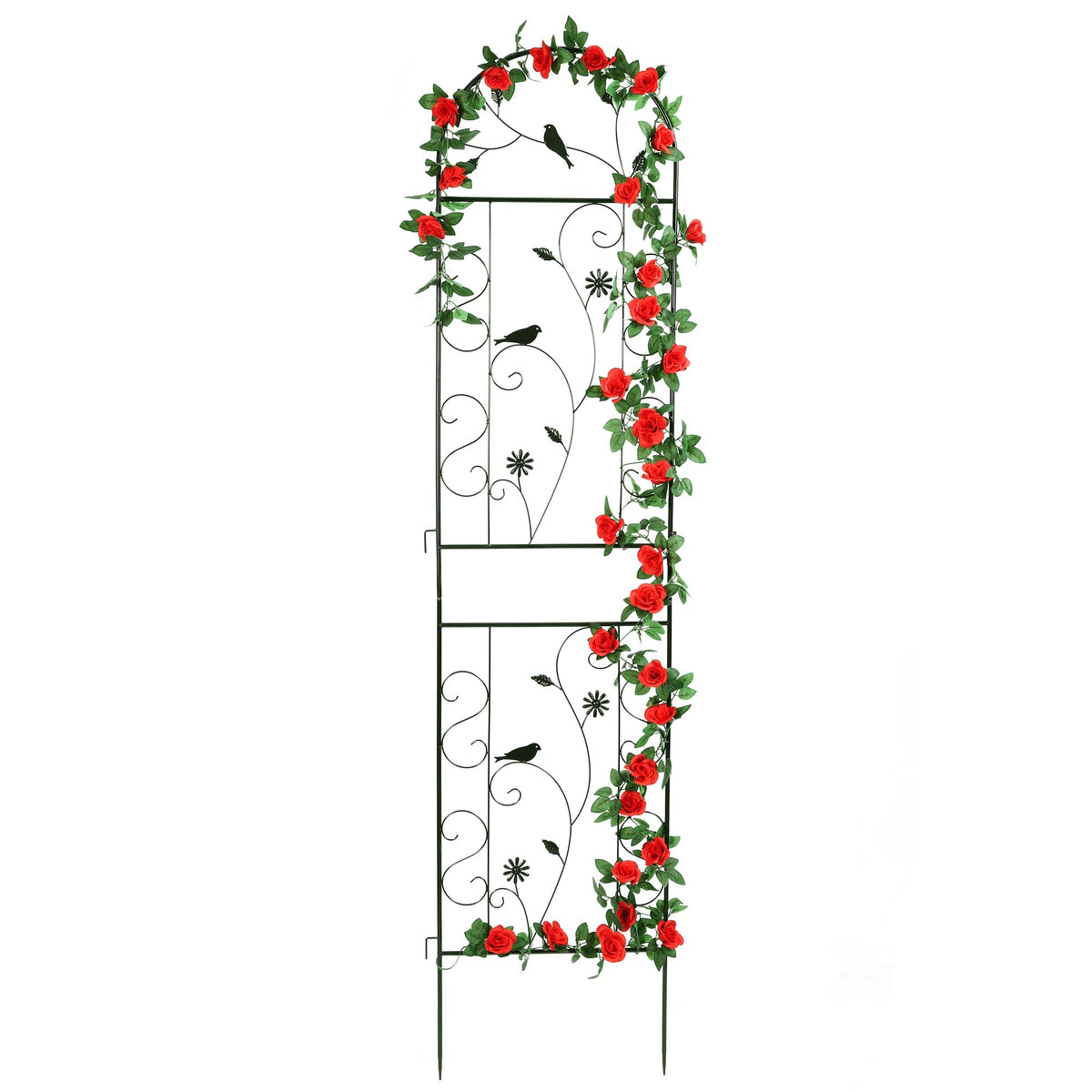 FHWTY metal garden trellis with arched design supports climbing plants and enhances beauty.