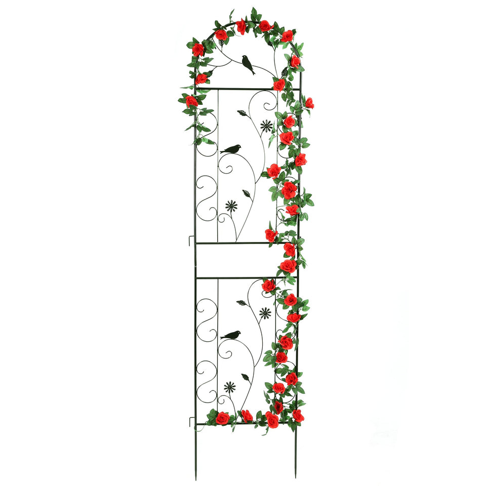 FHWTY metal garden trellis with arched design supports climbing plants and enhances beauty.