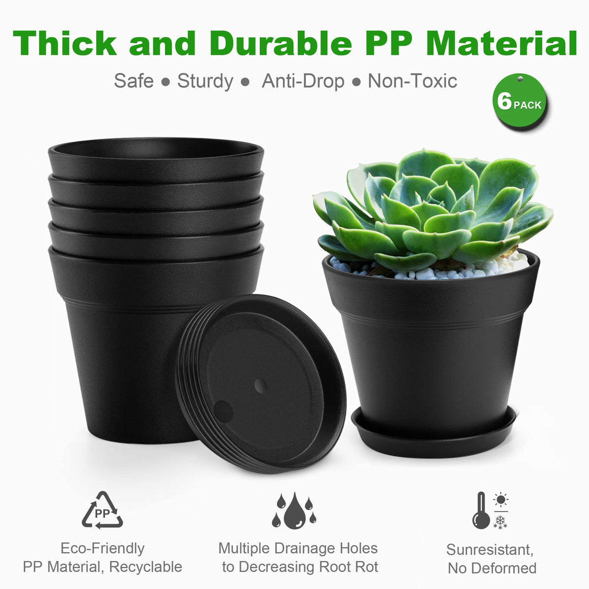 FHWTY six pack plant pots suitable for succulents and herbs.