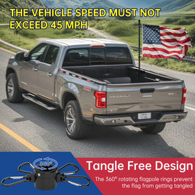 FIASON 360-degree rotation feature keeps flag unobstructed in wind