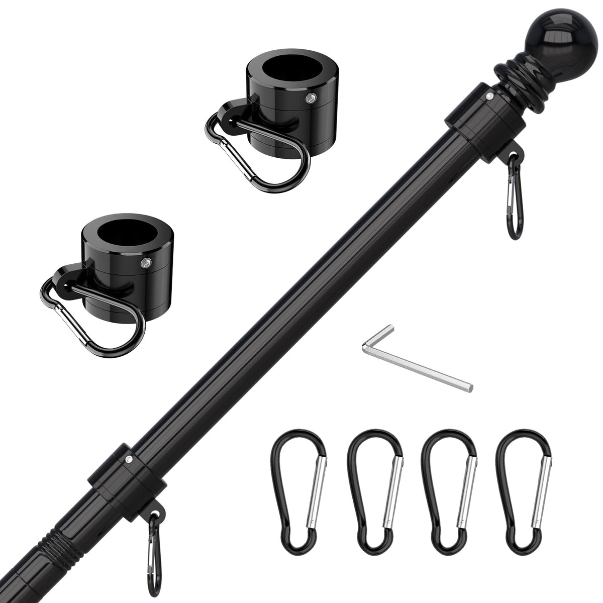 FIASON Upgraded 5 ft flag pole black for durable outdoor display