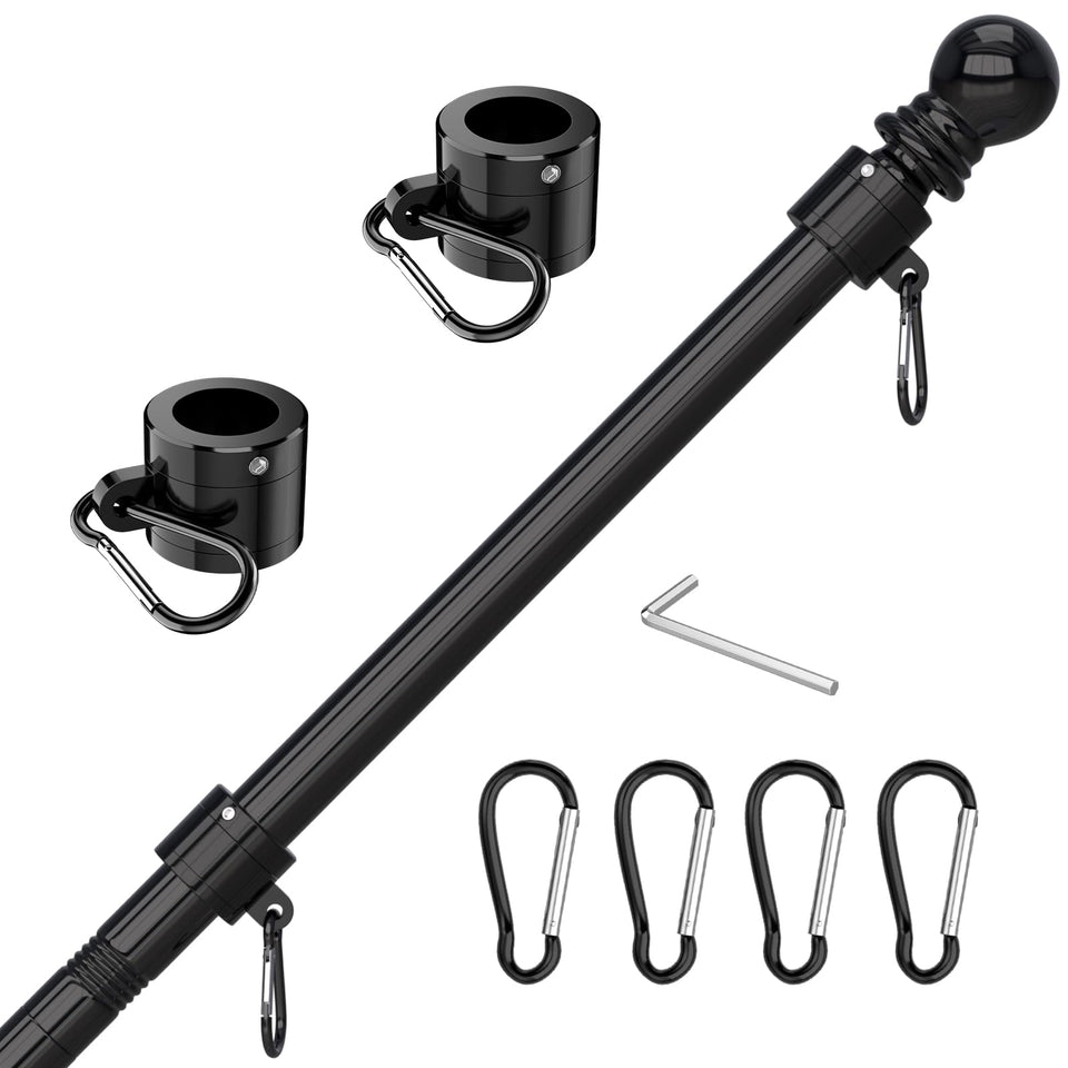 FIASON Upgraded 5 ft flag pole black for durable outdoor display