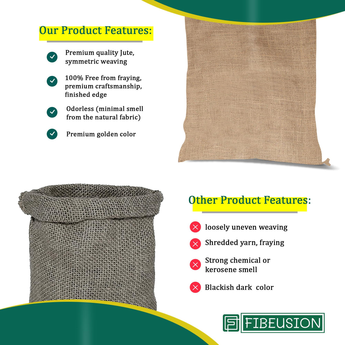 FIBEUSION eco-friendly burlap sacks support sustainable storage and reuse.