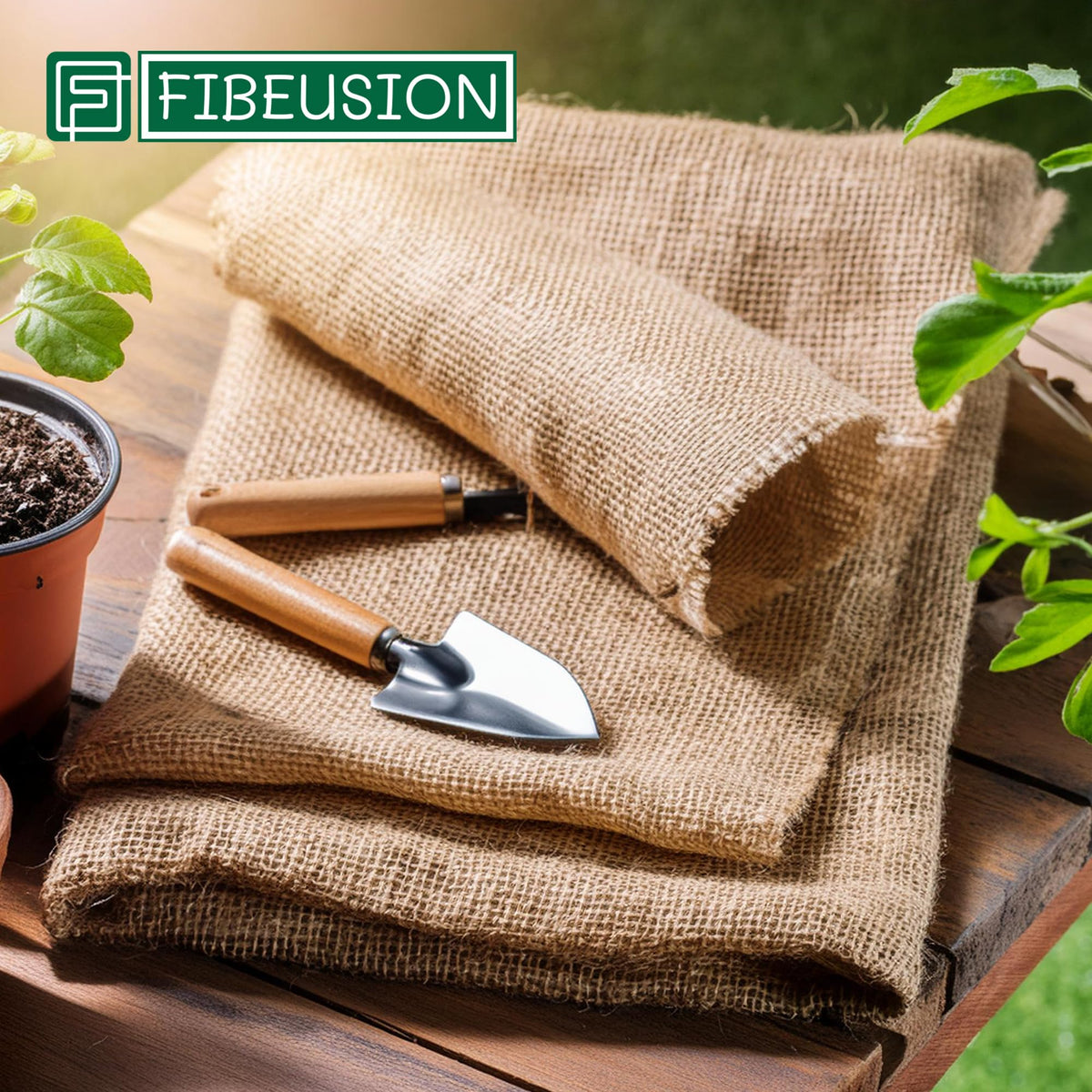 FIBEUSION breathable burlap supports plant transplants safely.