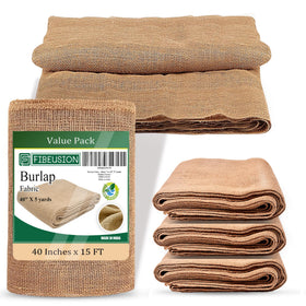 FIBEUSION burlap garden roll 40x15ft shields plants from frost and weeds.