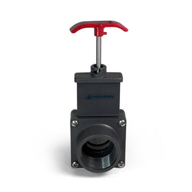 FibroPool gate valve side view shows leak-free isolation for pumps and filters.