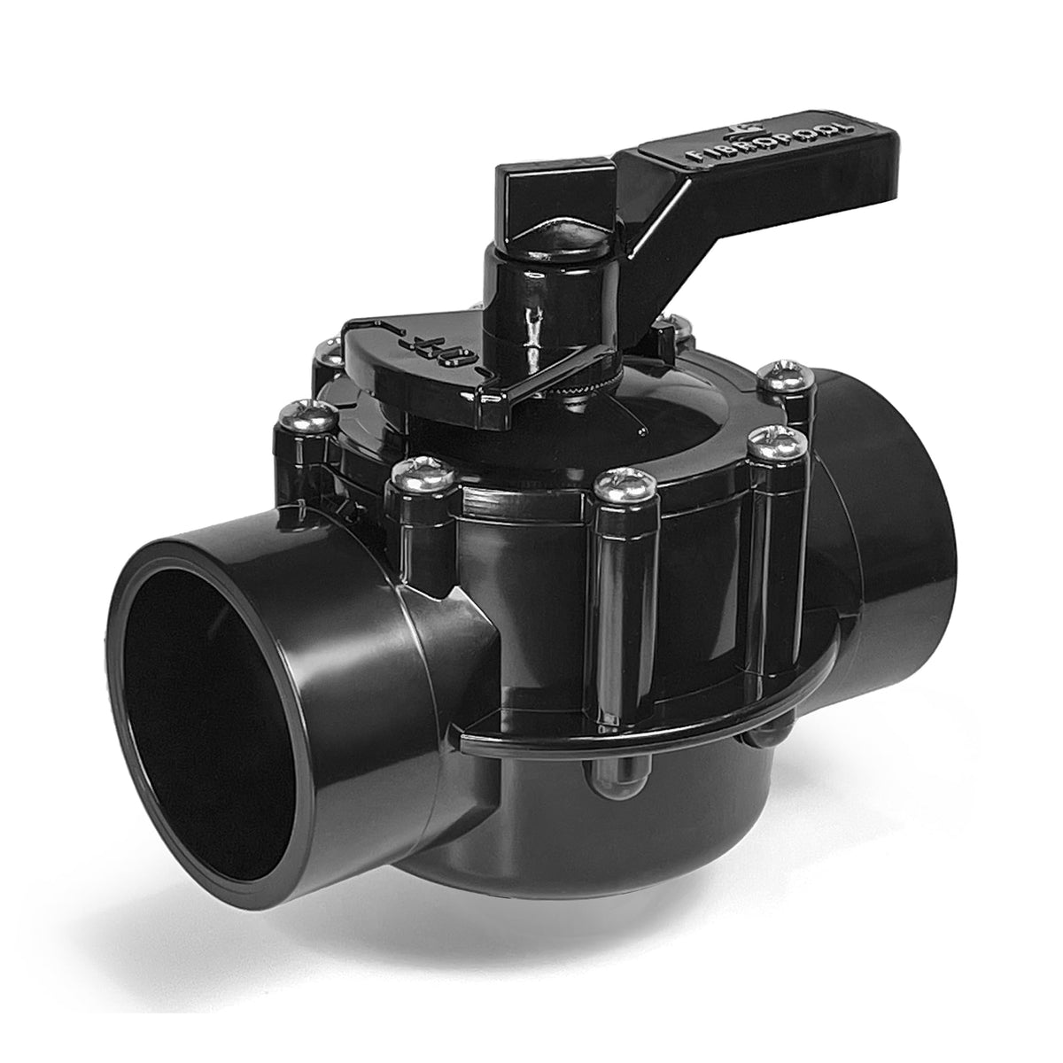 FibroPool 2in Posi-Close inline valve ensures reliable shut-off in pool lines.