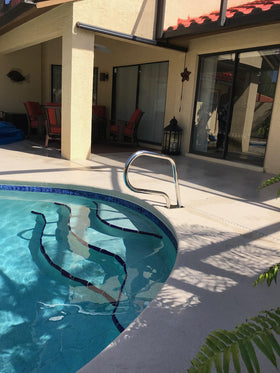 FibroPool handrail supports safe entry and helps guests on pool decks.
