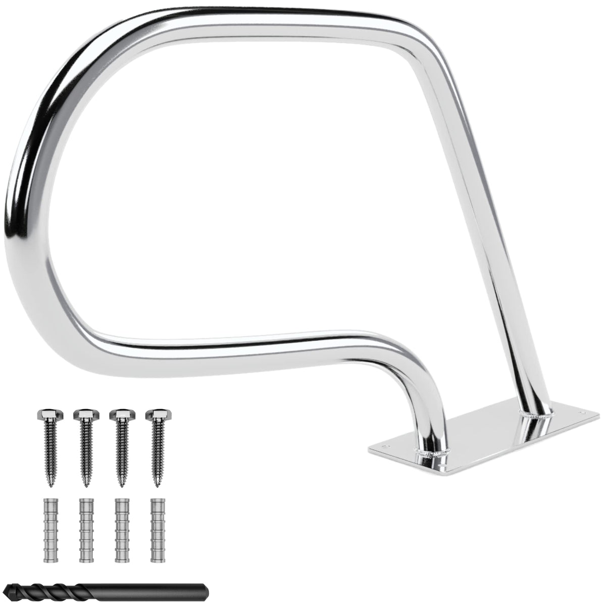 FibroPool 30in handrail front view shows compact safety for small decks.