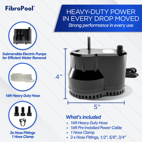 FibroPool 75W drains rainwater efficiently from covers