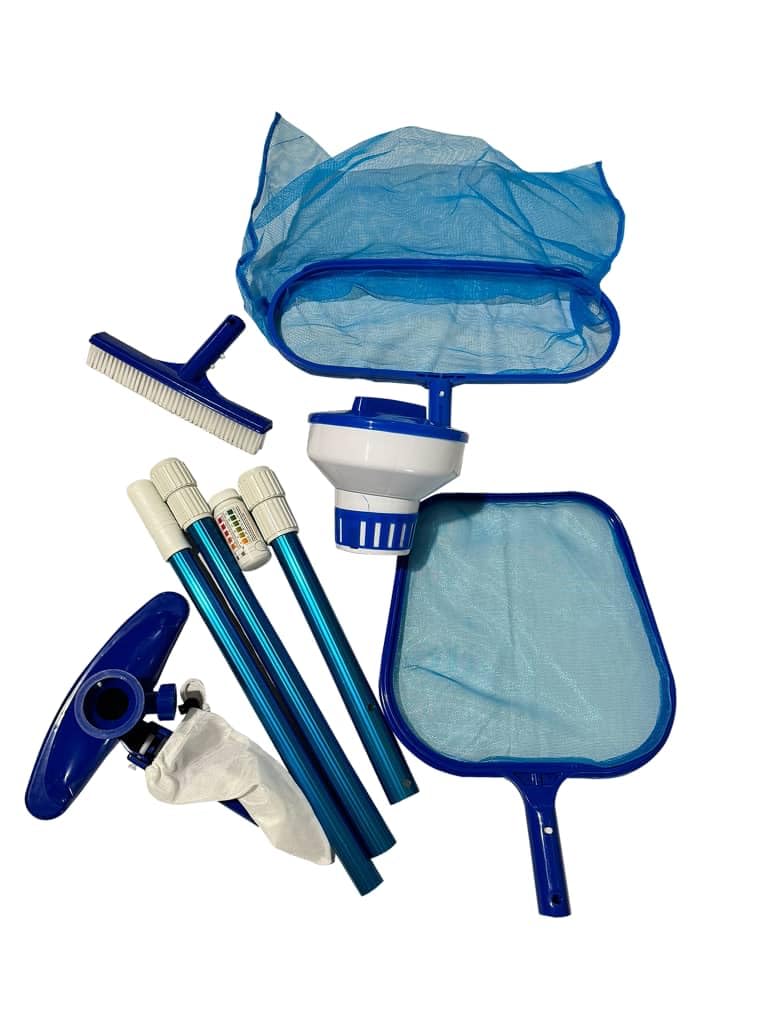 FibroPool telescoping pole extends reach for easy above-ground pool cleaning.