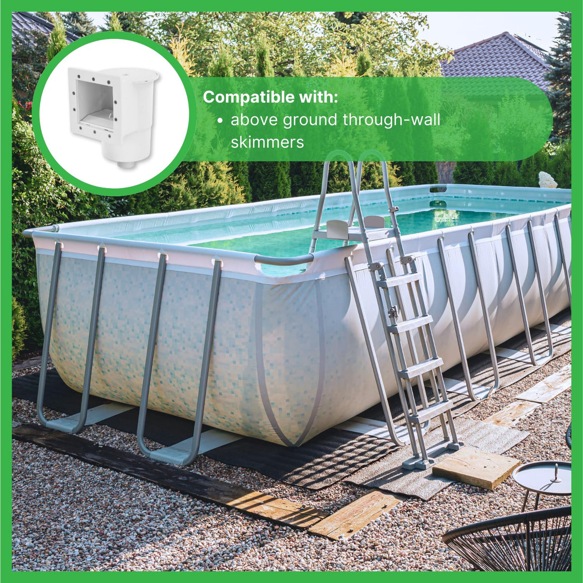 FibroPool two-pack skimmer basket, side view, reliable debris control before the pump.