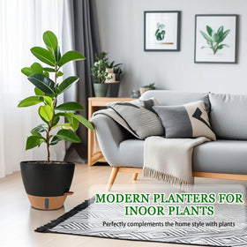 Fielda 10-inch self-watering pot shows water level for hassle-free plant care.