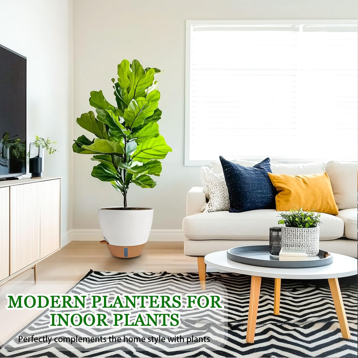 Fielda white 10-inch planter highlights the transparent water reservoir for monitoring.