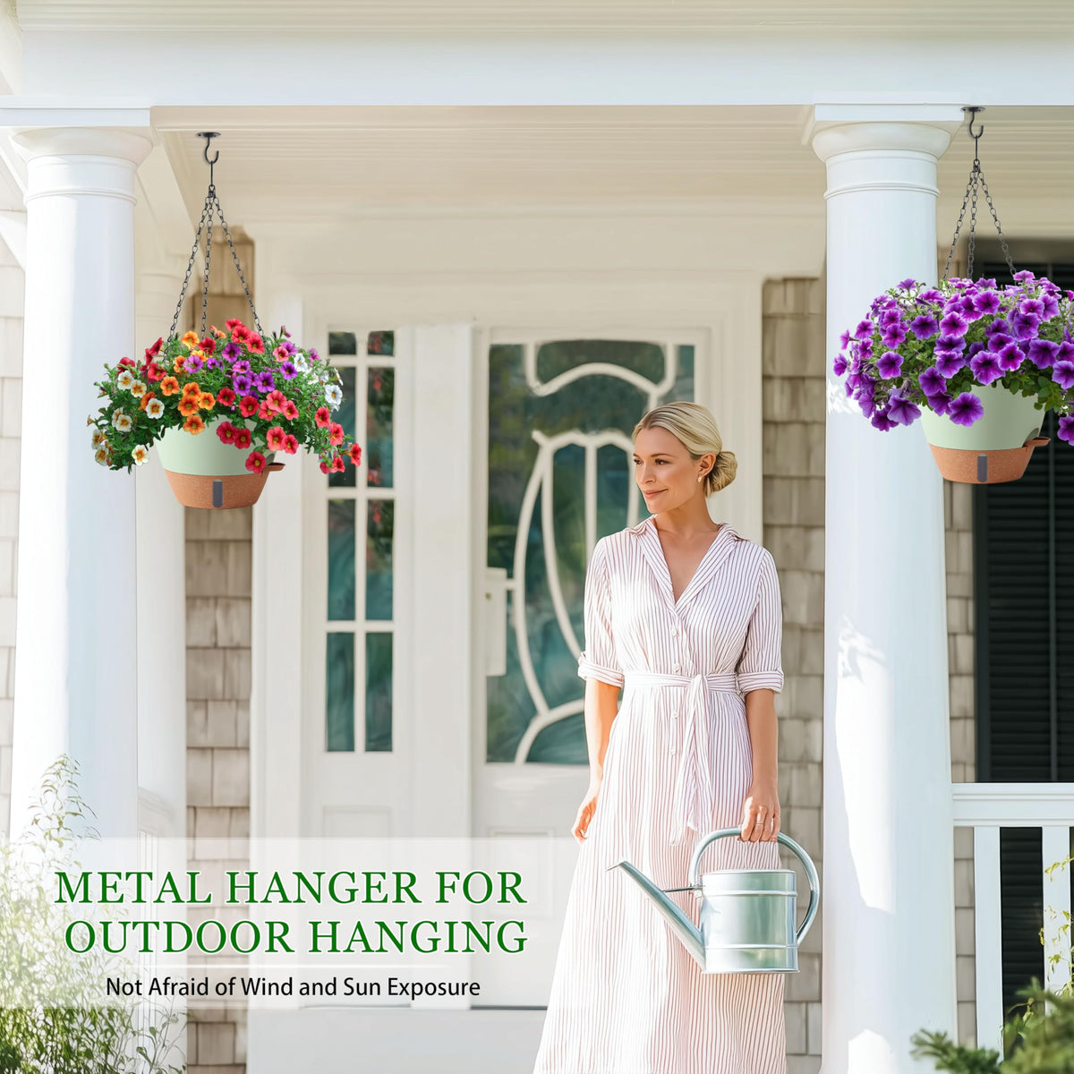 Fielda rust-proof chains provide durable hanging support for indoors or outdoors.