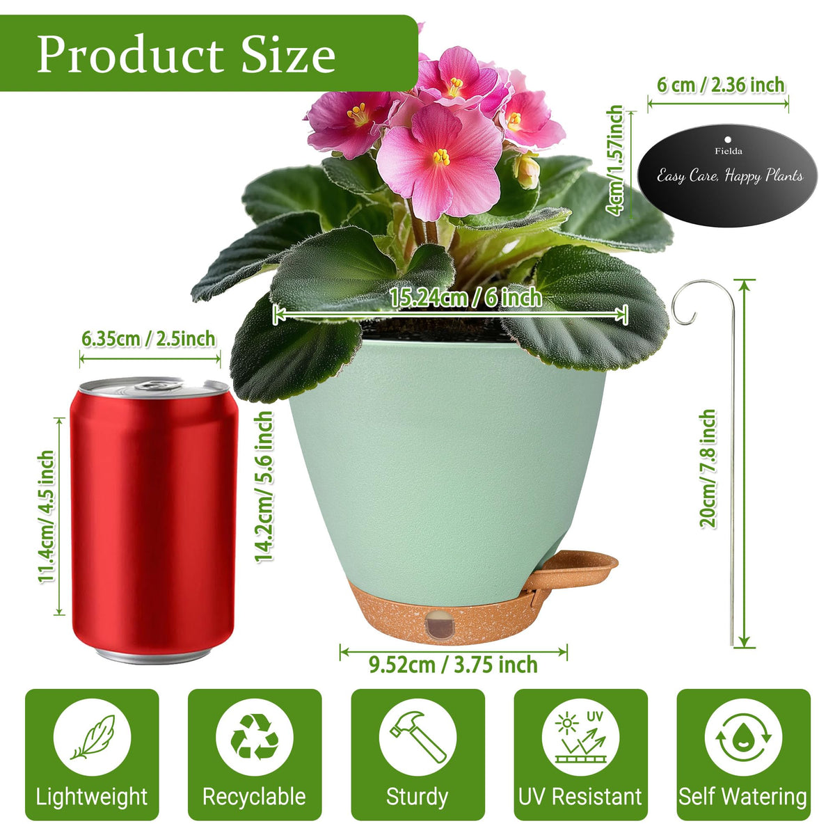 Fielda durable plastic construction withstands sun and rain.