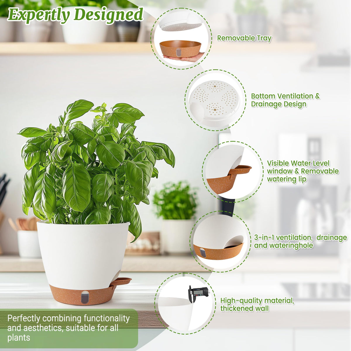 Fielda 8-inch minimalist white design complements modern decor.