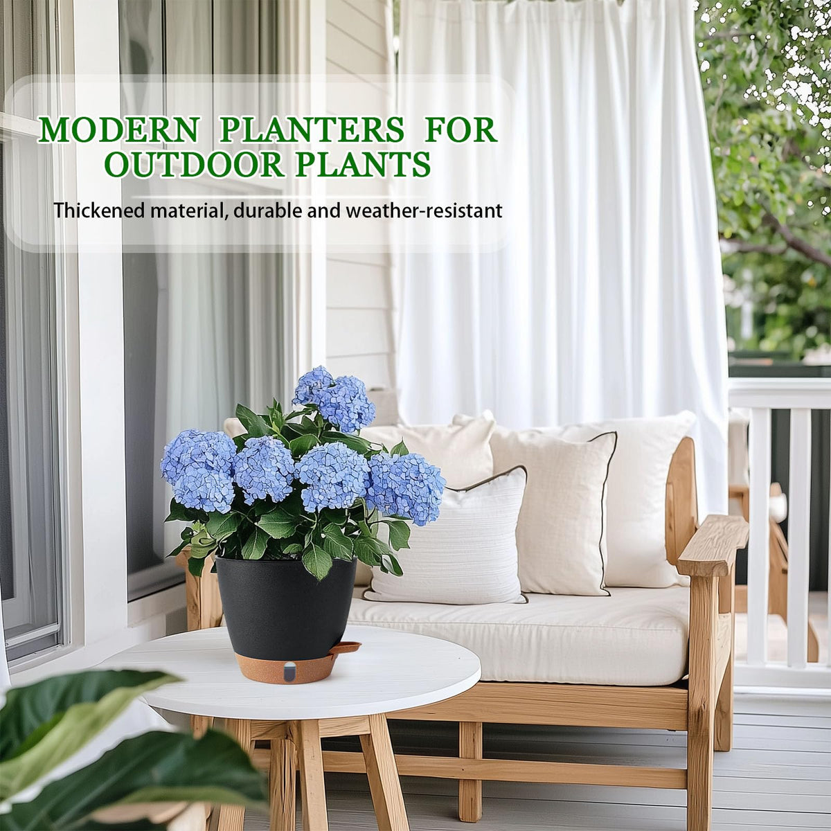 Fielda 8-inch pot suitable for balconies and living spaces.