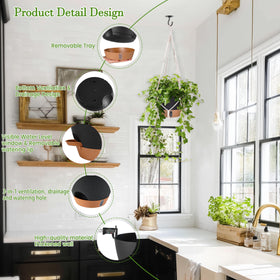 Fielda bohemian macrame hanger offers chic interior decor versatility.